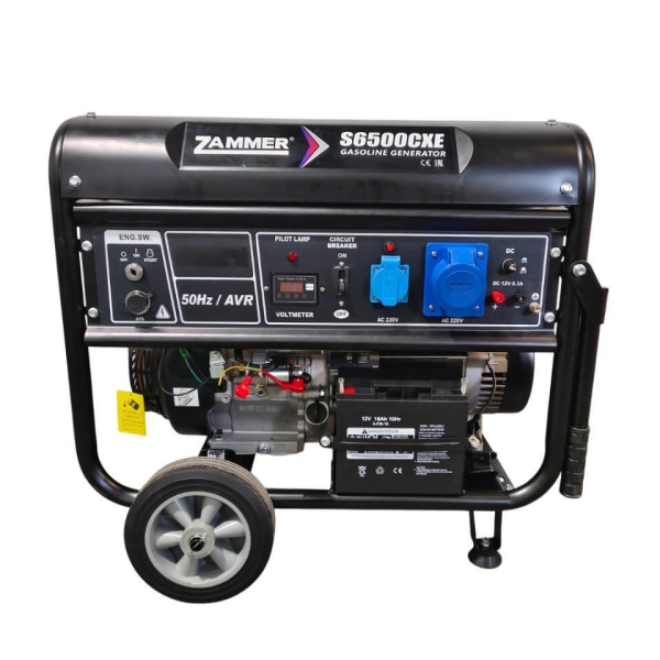 Бензиновый генератор Zammer S6500CXE на колесах фото